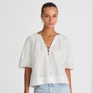 Madewell Poplin Lace-Up blouse